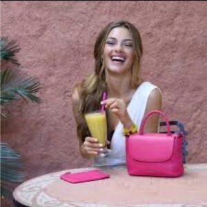 Lipault Paris Plume Elegance Mini Pink Hand/Crossbody Bag w Mini Pouch